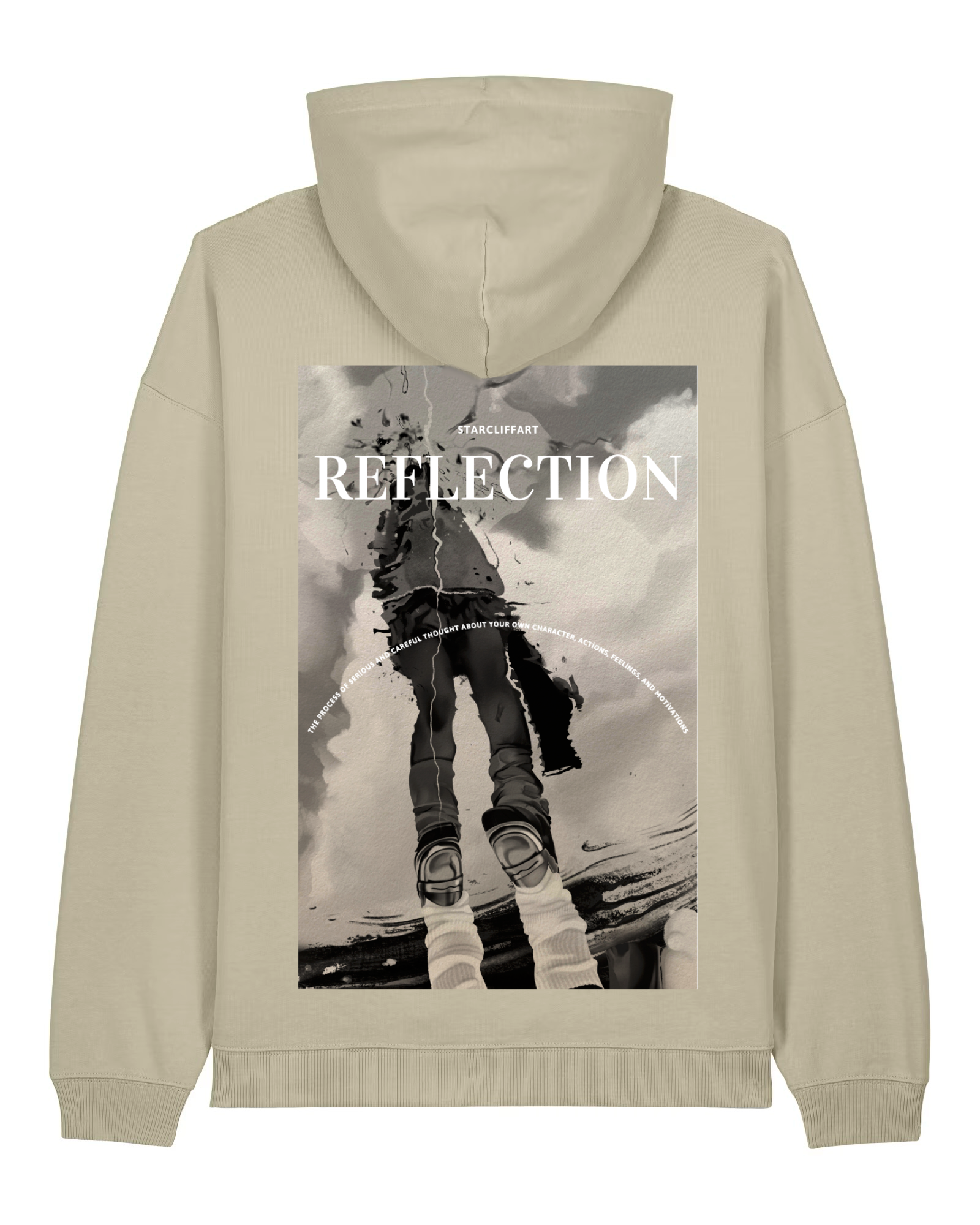 Mineral print Reflection Oversized Hoodie White, Cream & Grey – Organic Cotton by Starcliffart