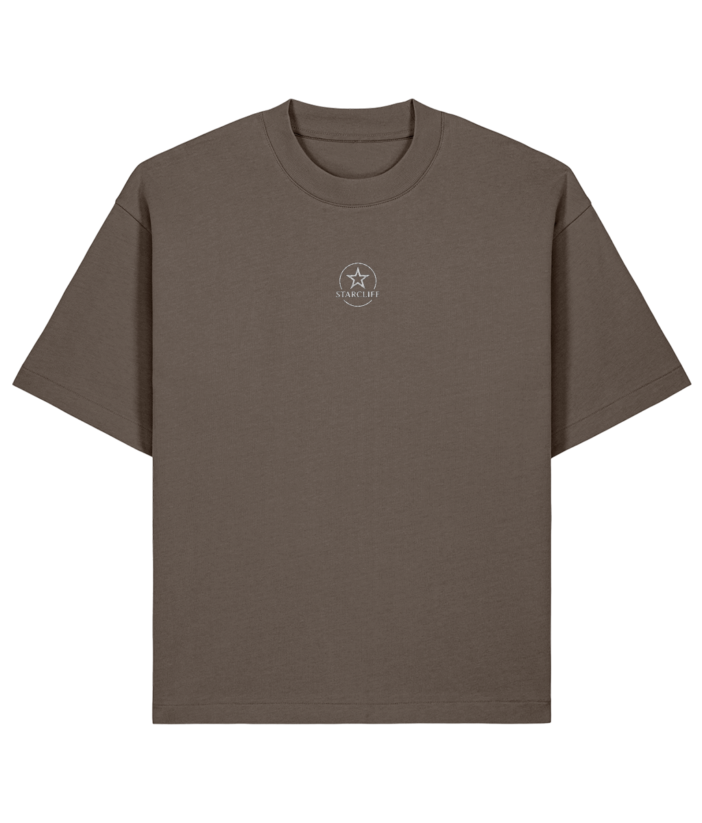 Mocha front Reflection Oversized, Boxy Shirt Black, Blue & Brown – Organic Cotton by Starcliffart