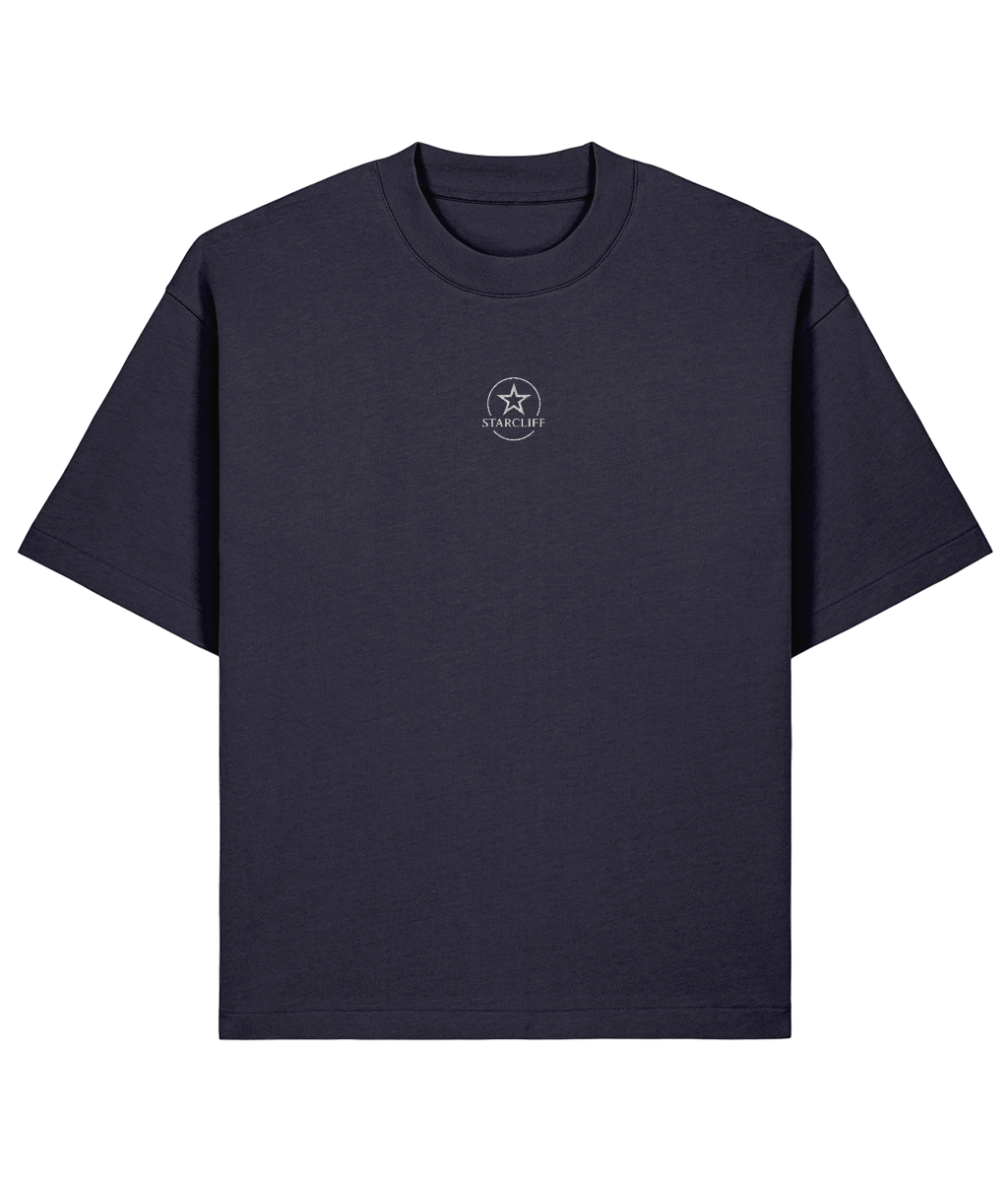 Navy front Vanitas Oversized, Boxy Shirt Black, Blue & Brown – Organic Cotton by Starcliffart