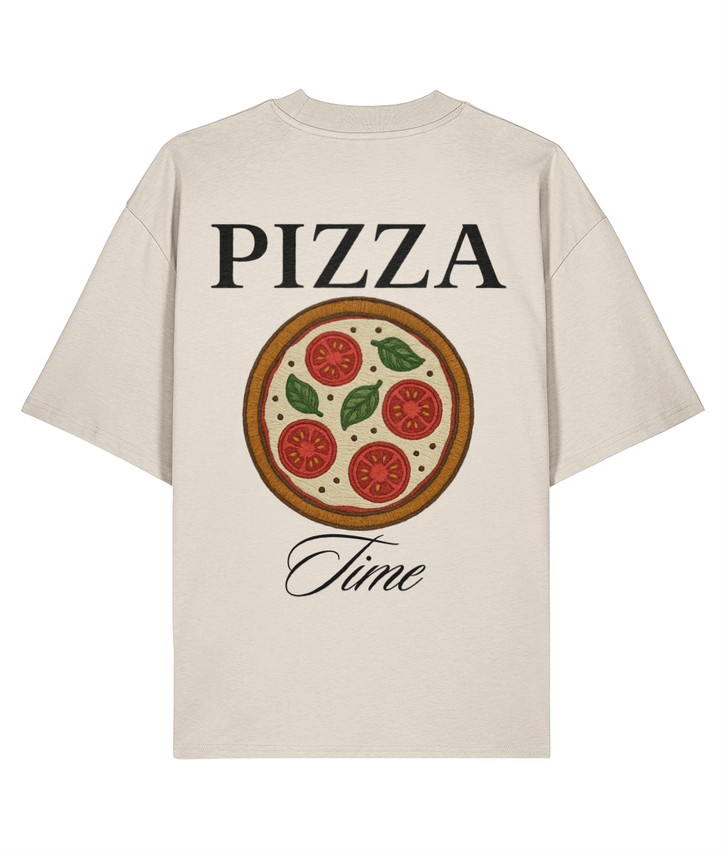 Pizza Time Embroidered Oversized Shirt – Off-White Back