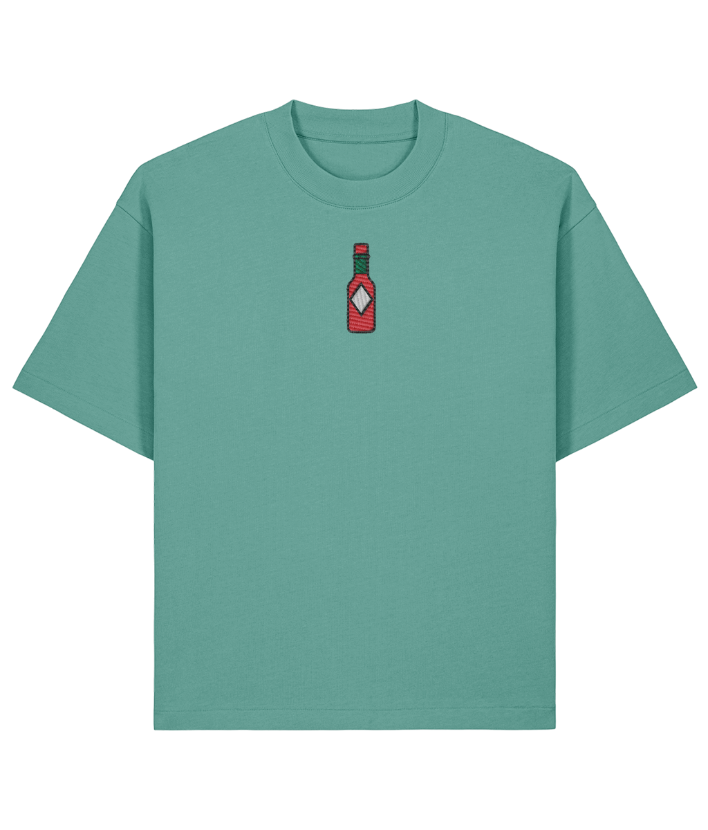 "Red Hot Chili Sauce" Shirt –  front turquoise