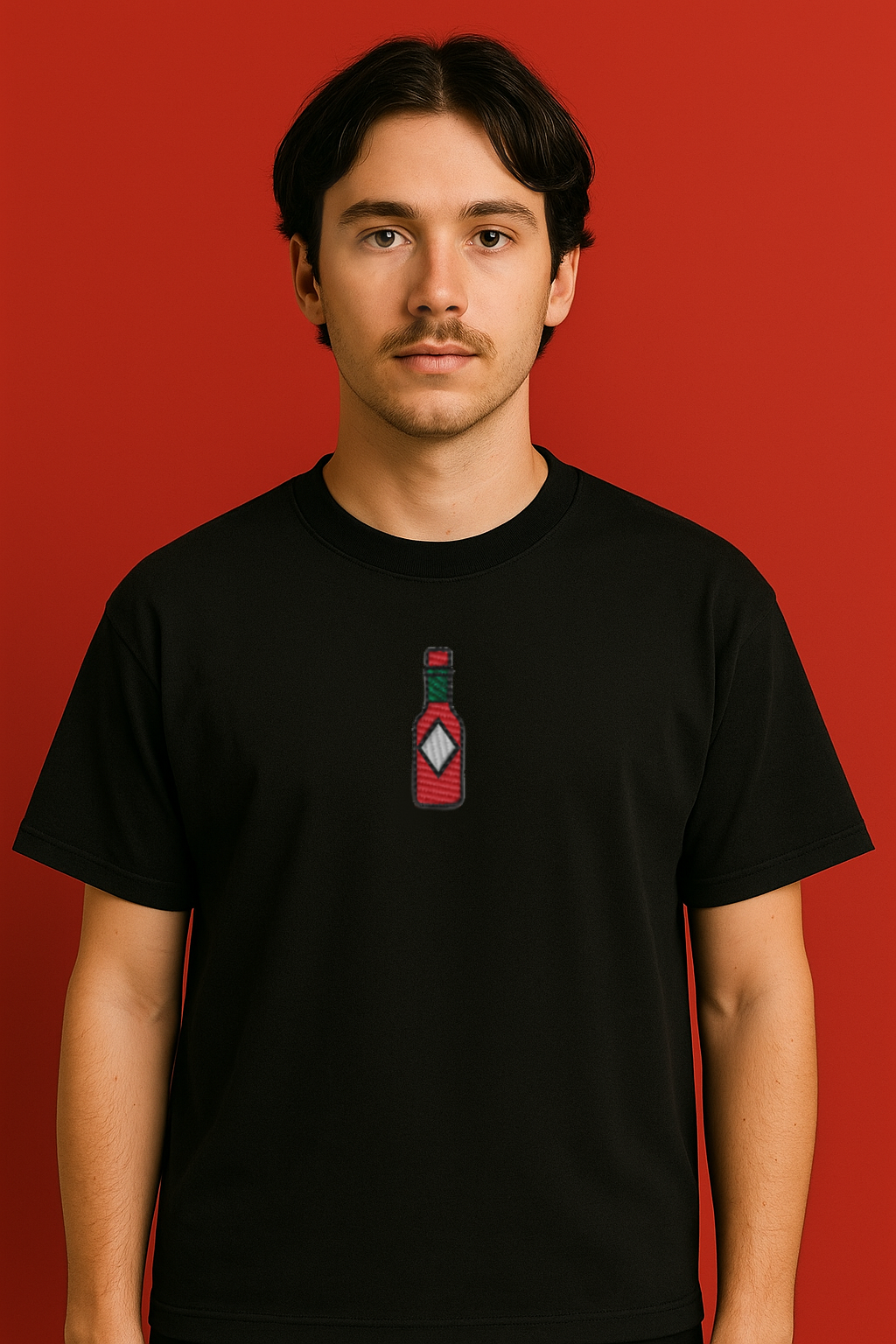 "Red Hot Chili Sauce" Oversized Boxy Shirt – Multiple Colors Available  | Organic Cotton with Embroidery by Starcliffart