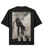 Black print front Reflection Oversized, Boxy Shirt Black, Blue & Brown – Organic Cotton by Starcliffart