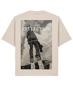 Creme print back Reflection Oversized, Boxy Shirt White, Cream & Grey – Organic Cotton by Starcliffart