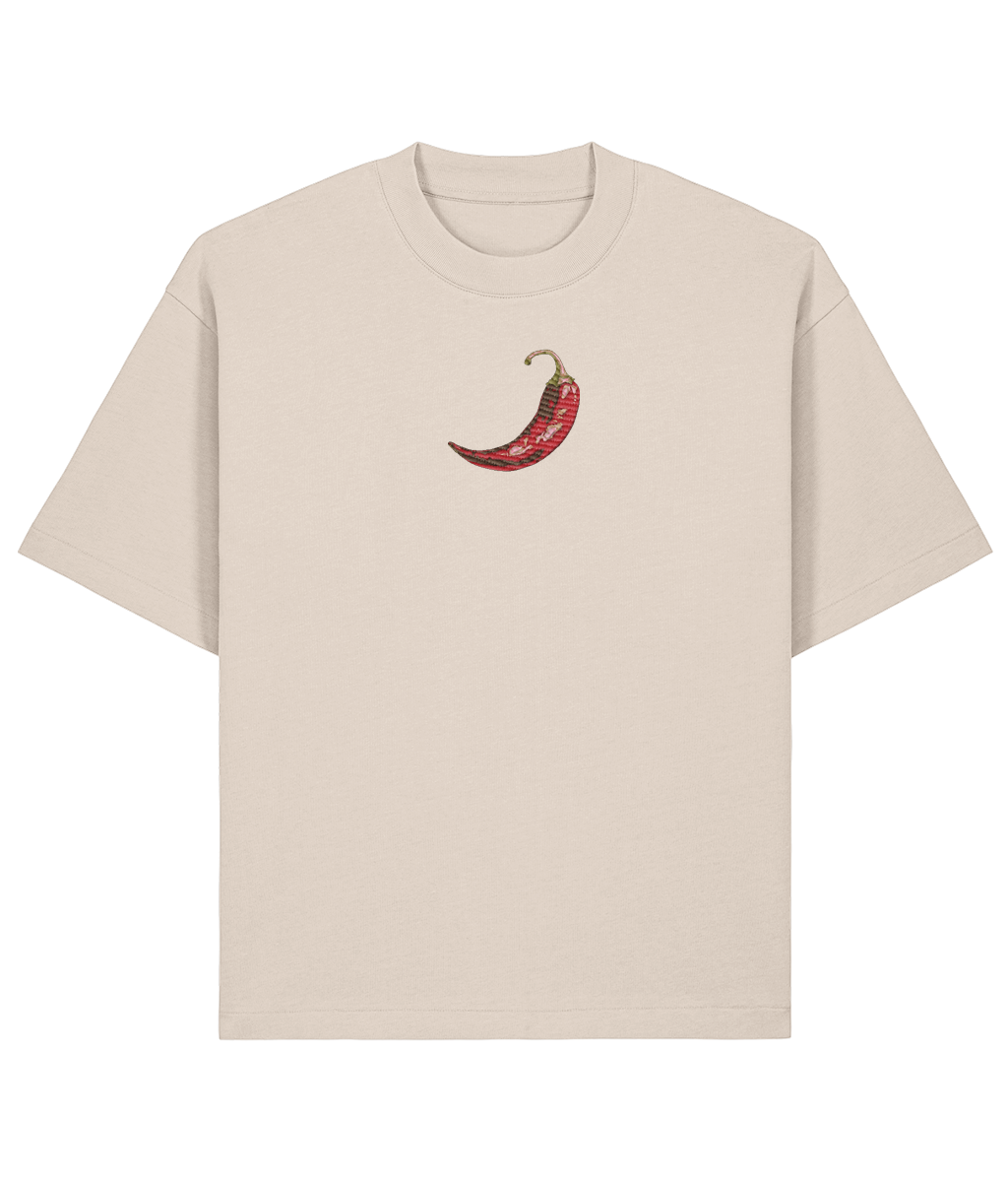 Stay Spicy Oversized Boxy Shirt –  Embroidery front Creme