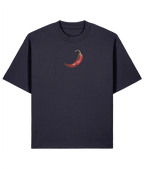 Stay Spicy Oversized Boxy Shirt –  Embroidery blue navy