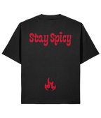 Stay Spicy Oversized Boxy Shirt –  Embroidery black Red Print back