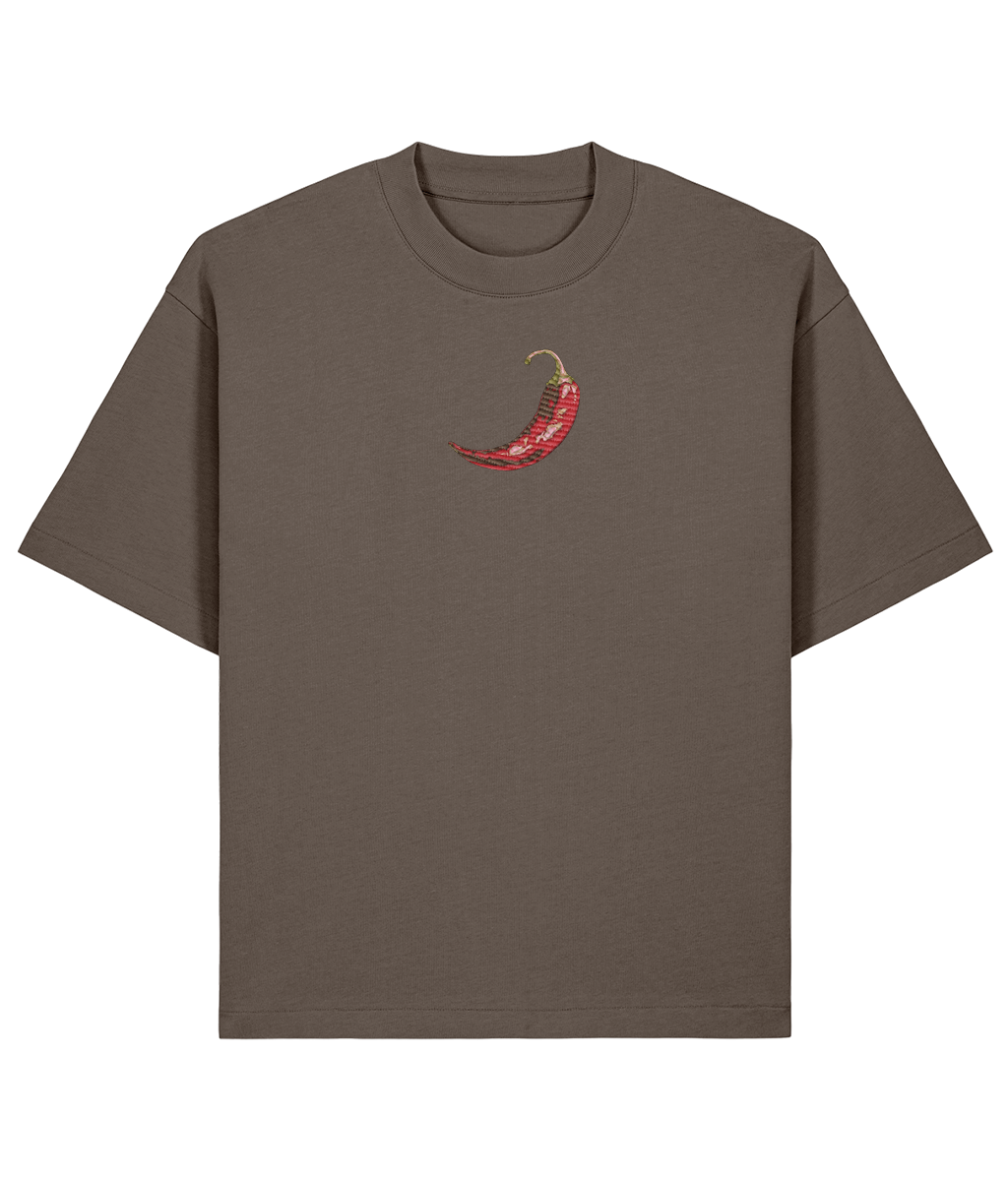 Stay Spicy Oversized Boxy Shirt –  Embroidery mocha