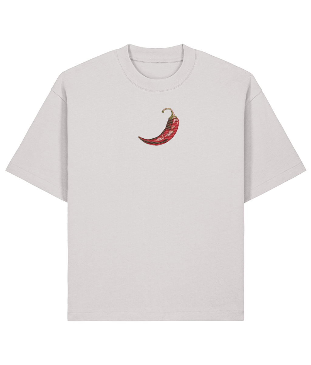 Stay Spicy Oversized Boxy Shirt –  Embroidery  Offwhite