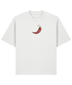 Stay Spicy Oversized Boxy Shirt –  Embroidery white front