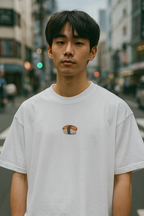 Sushi Menu Embroidered Oversized Shirt - White embroidered nigiri