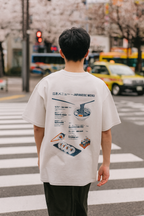 Sushi Menu Embroidered Oversized Shirt - White printed ramen back