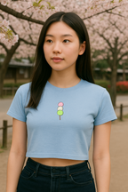 "Sweet Like Dango" Embroidered Baby Tee –  baby blue