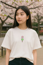 Sweet Like Dango Embroidered Oversized Shirt -  front worn embroidered dango