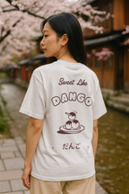 Sweet Like Dango Embroidered Oversized Shirt - lettering print worn