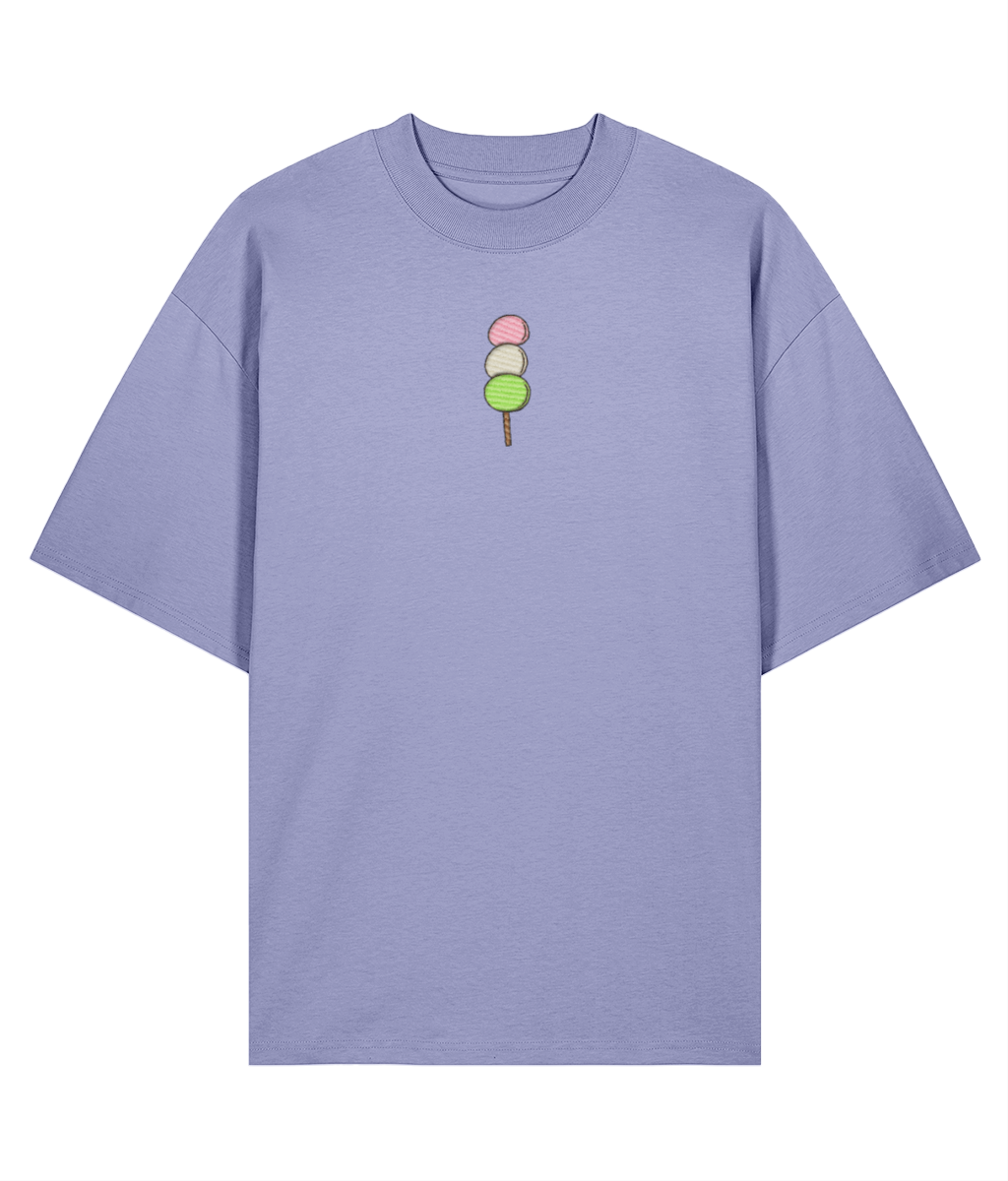 Sweet Like Dango Embroidered Oversized Shirt - violet
