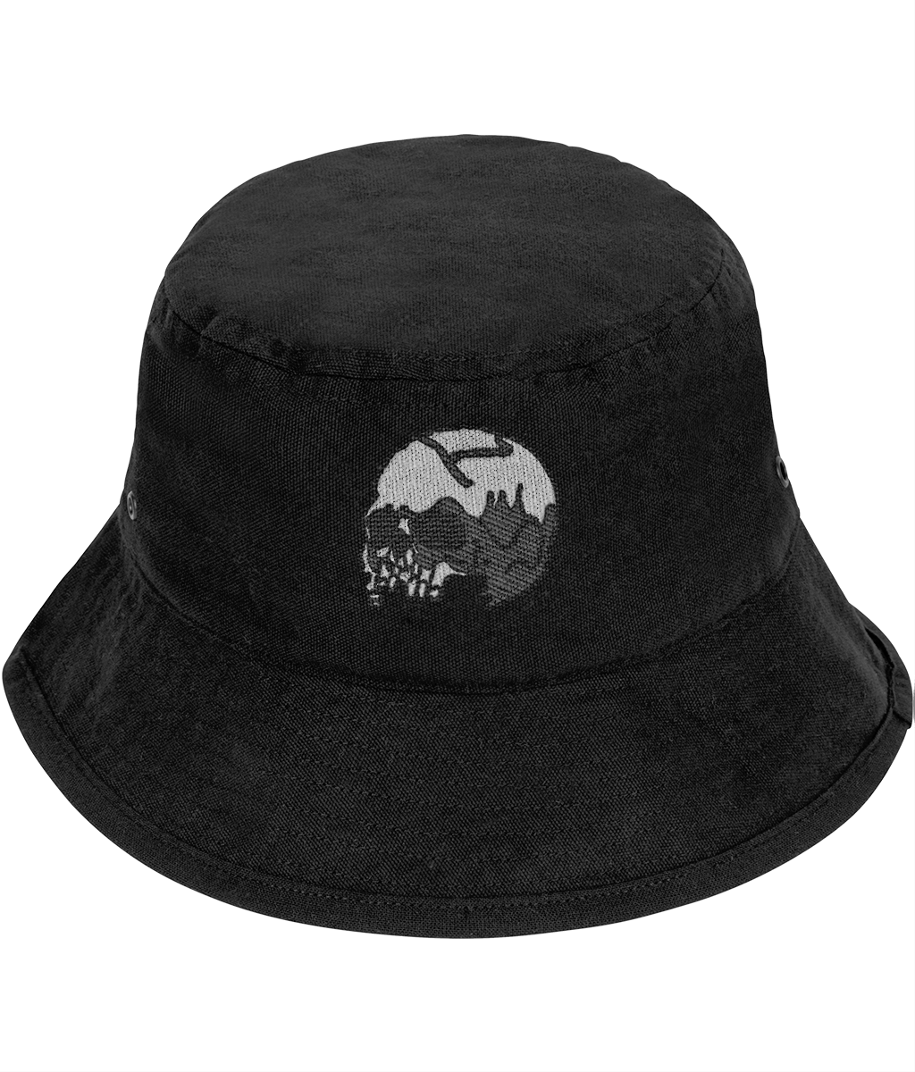 Vanitas Gothic Embroidered Bucket Hat –  Black skull 