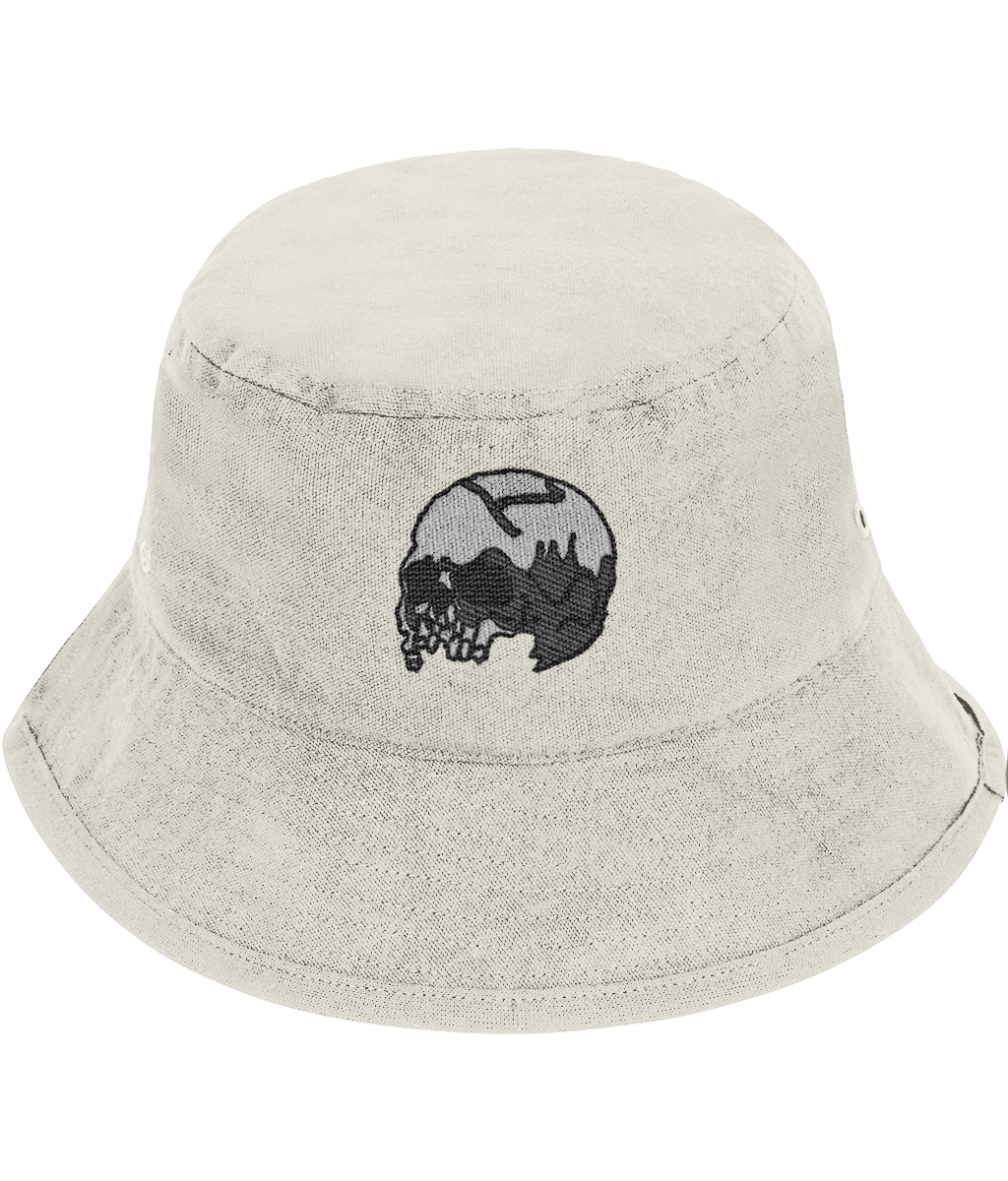 Vanitas Gothic Embroidered Bucket Hat –  Off white skull