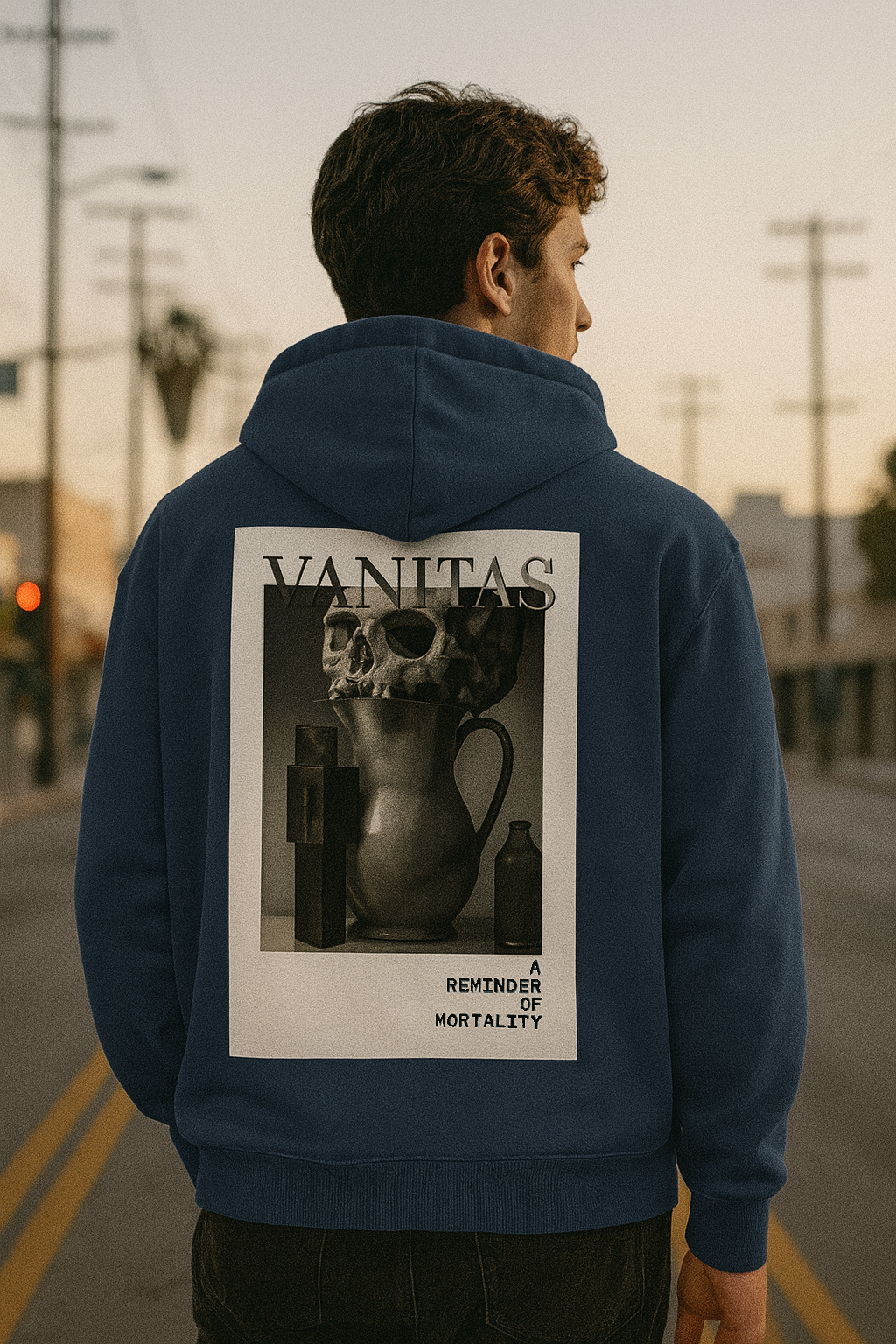  Vanitas Gothic Oversized Hoodie –blue worn