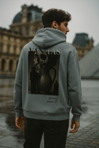 Vanitas Gothic Oversized Hoodie – dark grey worn