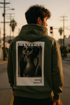 Vanitas Gothic Oversized Hoodie – khaki worn