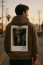 Vanitas Gothic Oversized Hoodie – mocha worn