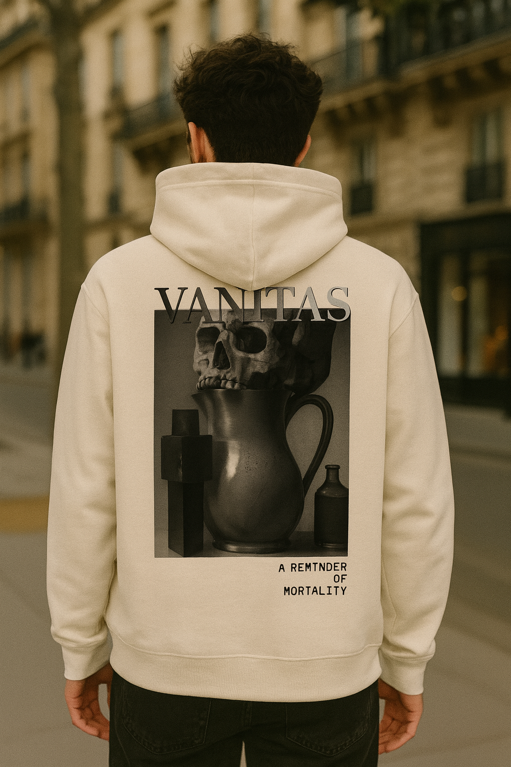 Vanitas Gothic Oversized Hoodie – off white worn