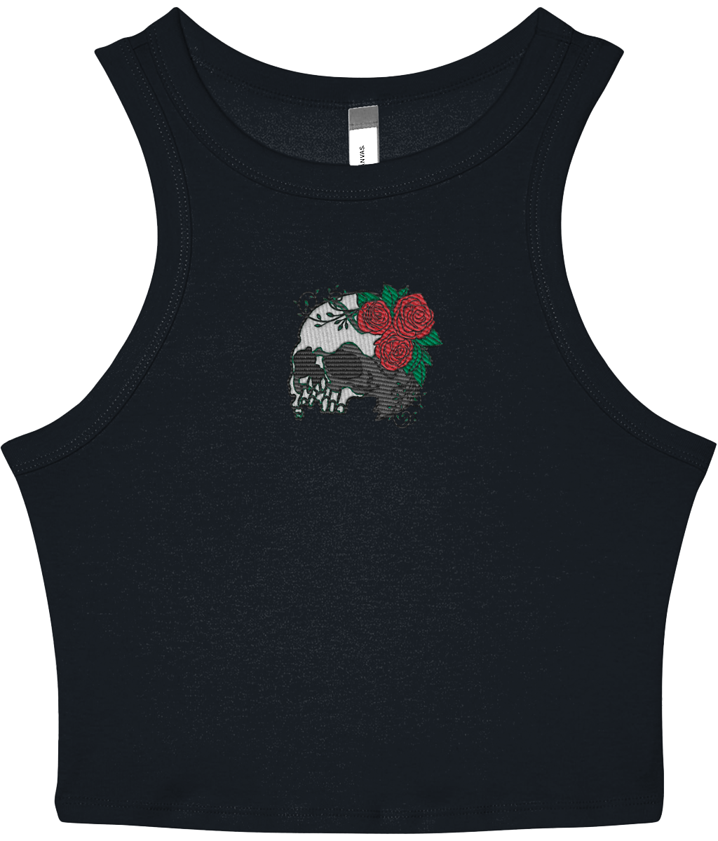Vanitas Rose Gothic Embroidered Baby Tank – Navy blue
