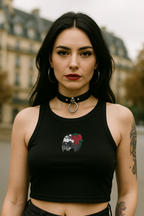 Vanitas Rose Gothic Embroidered Baby Tank black worn