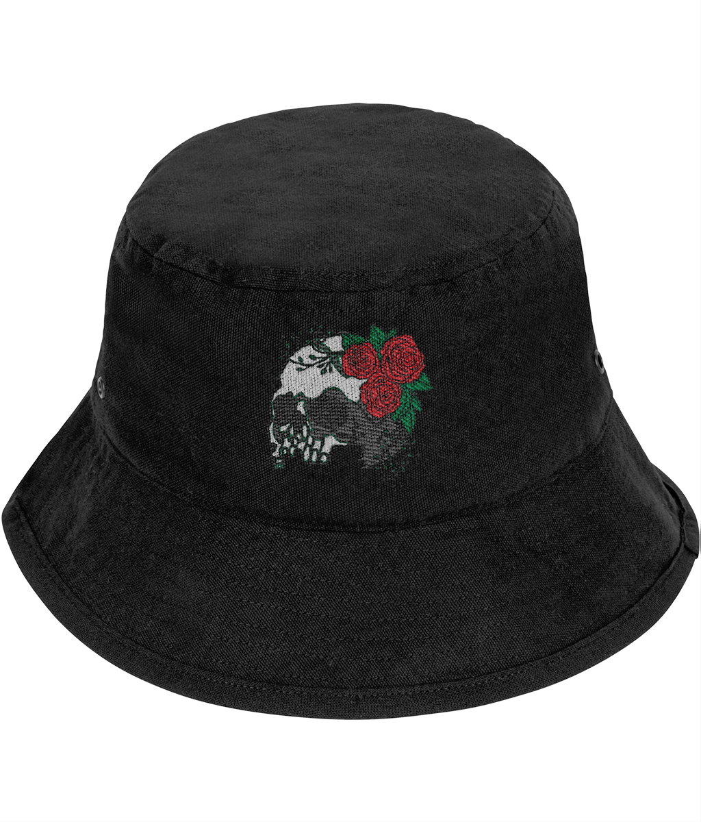 Vanitas Rose Gothic Embroidered Bucket Hat Black