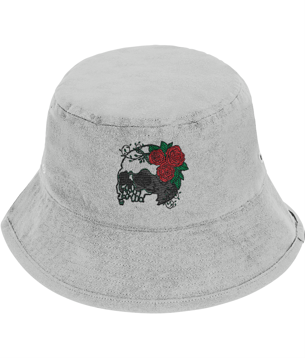 Vanitas Rose Gothic Embroidered Bucket Hat  Grey