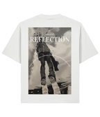 White front print Reflection Oversized, Boxy Shirt White, Cream & Grey – Organic Cotton by Starcliffart