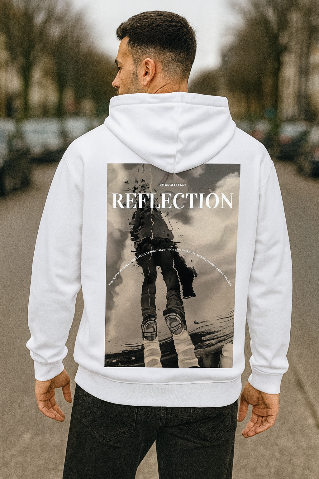 White Starcliffart reflection oversize hoodie 