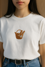 baguette oversize shirt white embroidery detail worn