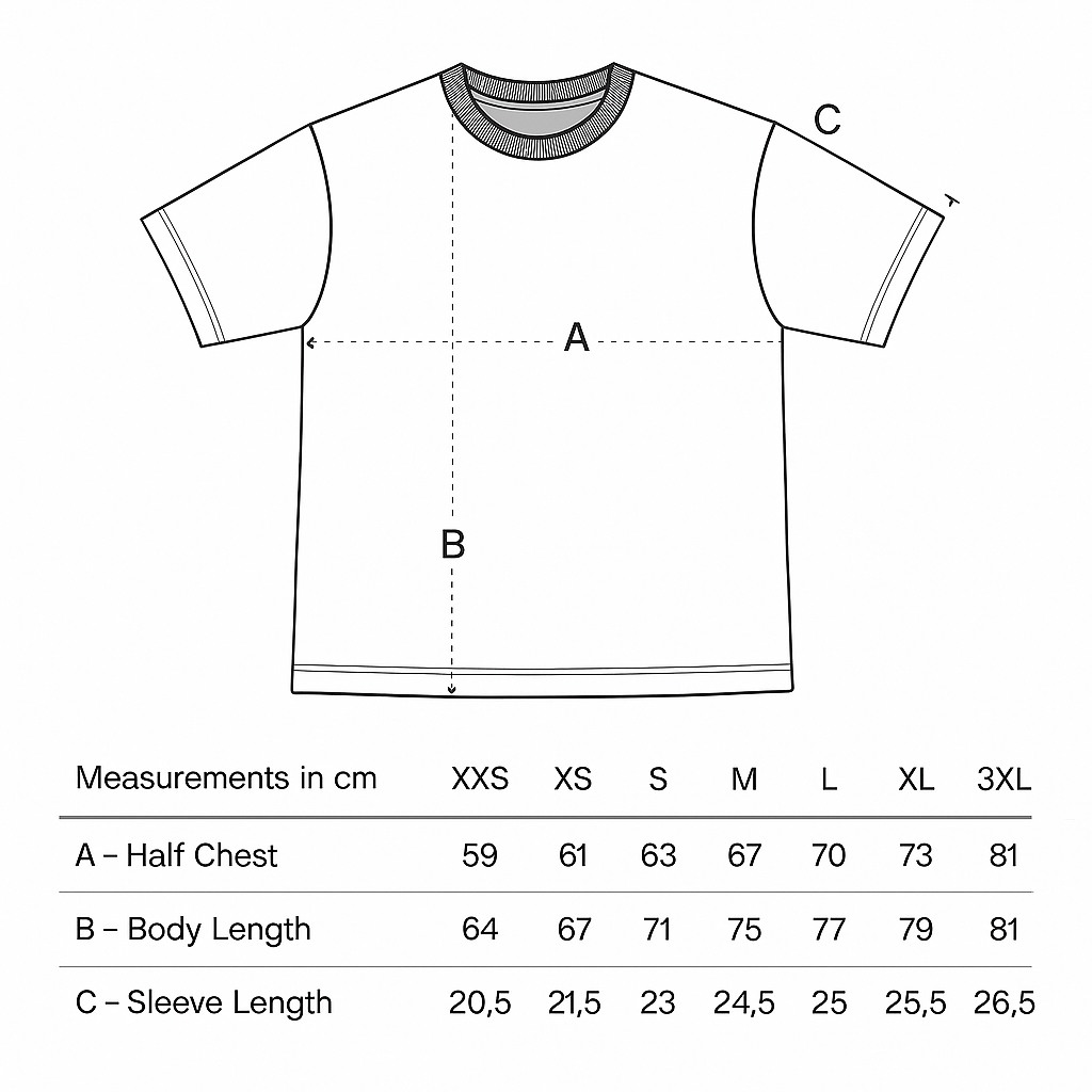 size chart oversize shirt